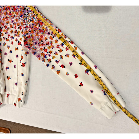 Robert Graham Floral Zip Jacket Womens Sz S/M White Spring Blossom Silk Lining - Picture 7 of 9